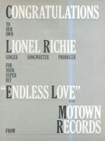 SFBK39 PICTURE/ ADVERT 14X11 CONGRATULATIONS LIONEL RICHIE : ENDLESS LOVE