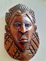 Vintage Aztec Mayan Carved Wooden Mask Wall Plaque