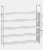 White 5-Tier Freestanding Plastic Shoe Rack, 20-25 Pairs, 33.5x12.6x35.6in