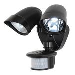 Litecraft Lune LED Twin Outdoor Floodlight Spotlight with PIR & Photocell, Black