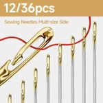 12pcs Self Threading Sewing Needles Easy Thread Mixed Sizes Multi Pack UK Seller