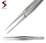 IRIS SERRATED NON TOOTHED DRESSING SURGICAL DENTAL FORCEPS TWEEZERS SS 10cm 