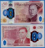 Great Britain UK England 50 Pounds 2023/2024 P-401 King Charles UNC Polymer