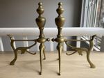 Vintage Brass Fire Dogs Fireplace Tools Accessories Firedogs 