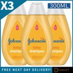 3 x JOHNSONS BABY SHAMPOO 300ML GENTLE HAIR WASH CLEANER MILD HYPOALLERGENIC NEW