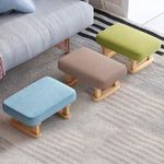 Footstool Ottoman Sofa Footrest Wooden Rectangle Small Padded Stool Living Room