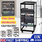 12U/15U/20U 4 Post Open Frame Server Rack Network Cart Enclosure with Wheels UK