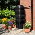 100L Black Water Butt Kit Stand Tap Diverter Space Saving Garden Water Container