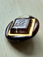 Vintage Glass Bimini Style Button, brass Shank, Round, square gold centrepiece