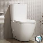 Close Coupled Toilet Round Rimless Bathroom White WC & Soft Close Seat, Cistern