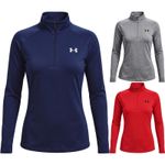 Under Armour Ladies Long Sleeve Sports Top Quarter Zip Heatgear Running Gym