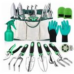 11pc Heavy Duty Garden Tools Set Stainless Steel with Tote Bag  Pruner  Gloves