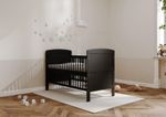 New Large REGGIE 3 in 1 Baby Black Cot Bed – optional Fibre Mattress 140x70x10cm