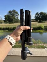 Black folding ergonomic walking stick (left handed)
