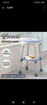 Levede Shower Chair Swivel 6-Level Adjustable Height Shower Bath Stool Seat