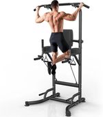 Adjustable Power Tower Station 12-Level Pull Up Bar Home Gym Strength Workout