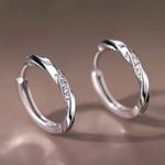 925 Sterling Silver Crystal Stone Huggie Hoop Earrings Women Girl Jewellery Gift