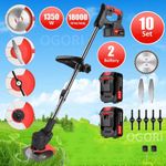 2Battery 24V Cordless Strimmer Grass Trimmer Electric Tree Garden Weed Cutter UK