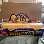 Super Squishy Butter Block Tactile Squeeze Toy, Yellow & Blue