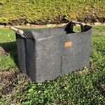 Grey Felt Log Carrier Firewood Tote Bag Storage with Wooden Handles