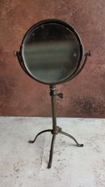 Antique Brass Telescopic Adjustable Vanity Shaving Mirror Patina Damage Read