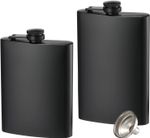 2 Pack Hip Flasks for Liquor, 8 Oz & 12 Oz Stainless Steel Leakproof Thin Flask