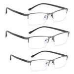 3 Pack Men Women Metal Lightweight Half Rimless Reading Glasses matel UK