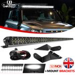 Mount Brackets +52'' Led Light Bar +Wire Roof Fit For Land Rover Discovery 1 & 2