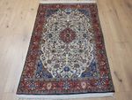 Ghom Silk Rug Fine Knotted Floral Medallion 155x105cm