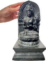 ANTIQUE BRONZE WISDOM GODDESS PRAJNAPARAMITA DHARMACHAKRA MUDRA JAVA INDONESIA