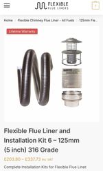 Brand New Unboxed 10 Metre Flexible Flue Liner Kit for Wood Burning
