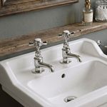 Nuie Beaumont Basin Taps Pair Deck Mounted Brass Chrome Hot Cold Bathroom Taps