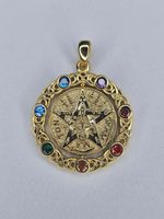 Rotatable Tetragrammaton Chakra Pendant 925 Sterling Silver 18K Gold Plated