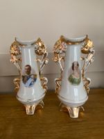 Antique King George V & Queen Mary Porcelain Vase Pair c.1911 Gilt 7"