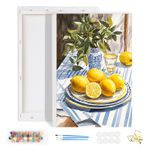 Framed Paint by Numbers for Adults, Lemons DIY Paint by Number on Canvas for Beg