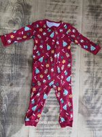 M&S Christmas Red Zip Babygrow One-Piece Cotton Jersey Footless 12-18 Months