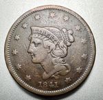 1841  LARGE CENT  VF DETAILS  #2026