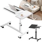 Medical Overbed Bedside Table Adjustable Height with Wheels Hospital Home Desk