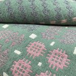 WELSH BLANKET, Vintage, Pure New Wool Tapestry Blanket, REVERSIBLE, Pink, Green.