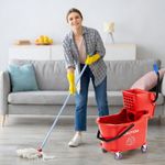 32L Mop Bucket Set Floor Cleaning Wringer & Wheels Office School Commercial Use