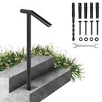 2-Step Handrail Single Post Handrail Round Metal Handrail for Stairs Aluminum