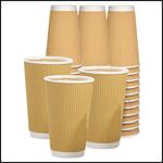 Disposable Kraft Coffee cups With Lids Brown Cups Kraft Cups 16oz Take Away Cups