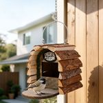 Rustic Style Wooden Bird Nest Garden Bird House Hanging Nest Box Outdoor Decor