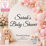 Personalised Baby Shower Vinyl Decal Sail Board Backdrop Balloon Party Sticker