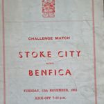 Stoke City v Benfica Football Programme Challenge Match 12 Nov 1963 Written-on