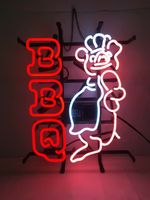 BBQ Sign Beer Bar Restaurant Decor Wall Sign Artwork  Neon Sign Light 24"x20"