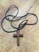 Blessed simple Cross with string cord - handmade