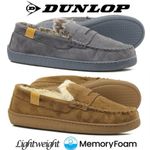 MENS MEMORY FOAM SLIPPERS DUNLOP MOCCASINS LOAFERS SLIPON COMFY INDOOR WARM SHOE