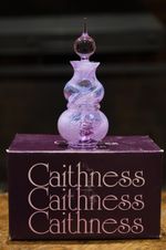 Caithness Glass Pink Latticino Perfume Bottle Scotland Boxed 15.5cm