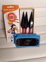 Naruto Leaf Village Konoha Headband & Ninja Props Kunai x3 Cosplay Toy Anime